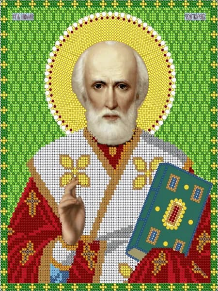 Схема для вышивания бисером Светлица (без бисера), икона "Св.Николай Чудотворец" 19х24 см