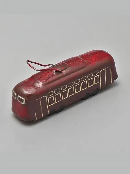 Антикварная детская игрушечная машинка "Трамвай", пластмасса, 1950-е гг., СССР