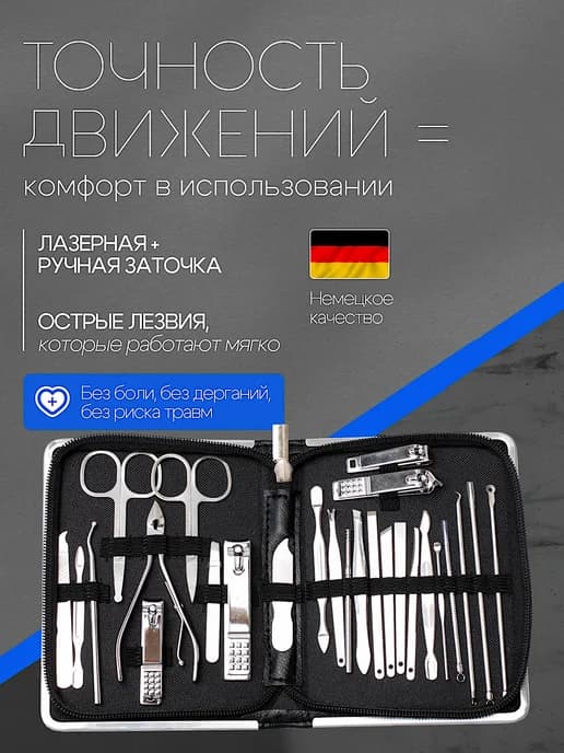 Набор инструментов для маникюра черный 27 шт