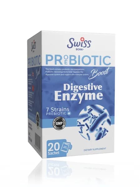 Swiss Bork Probiotic Boost Комплекс для Пищеварения: 7 Пробиотиков и Ферменты, 20 Пакетиков-Саше