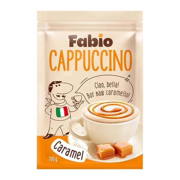 Напиток кофейный растворимый Fabio Cappuccino Caramel 100г