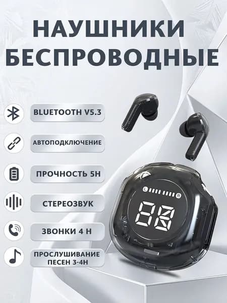Наушники беспроводные с микрофоном Air3, Bluetooth, USB Type-C, черный