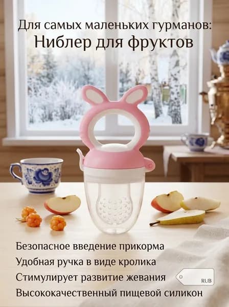 Ниблер для прикорма с силиконовой насадкой, розовый, 1 шт.