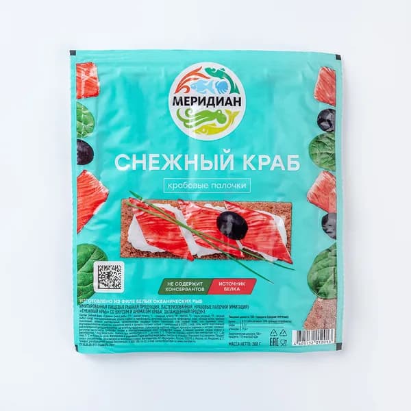 Крабовые палочки Снежный краб 200 г, Меридиан