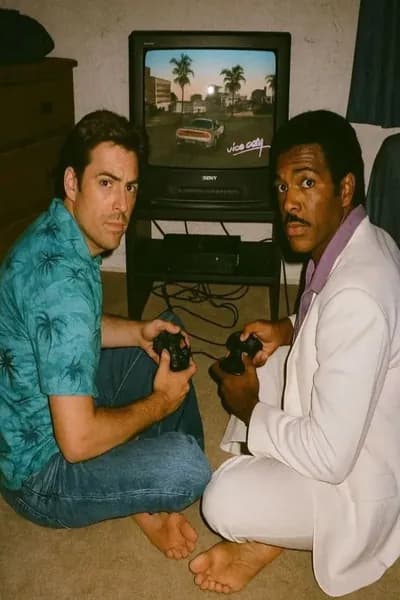 Табличка Мем GTA "Игроки В Vice City", ретро стиль, металл, декор для Фаната Видеоигр, 20х30 см.