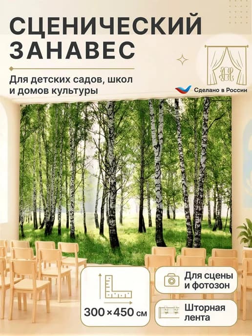 Занавес фотозона для оформления актового зала 300х450 см