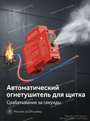 Автономная установка аэрозольного пожаротушения, автоматический огнетушитель для автомобиля, электрощита и ИБП, крепление на DIN-рейку, термоактивирующийся, 10г