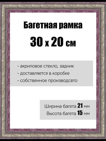 Рамка багетная для картин со стеклом 30 x 20 см, РБ-095