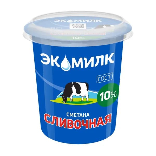 Сметана Сливочная 10%, 300 г, Экомилк