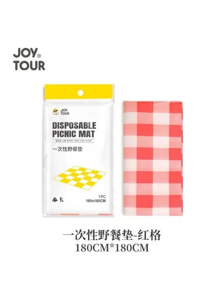 Одноразовый пикниковый коврик JOYTOUR 1.8x1.8 м, PE, красно-желтая клетка, для пикника, барбекю, ресторана вариант 2