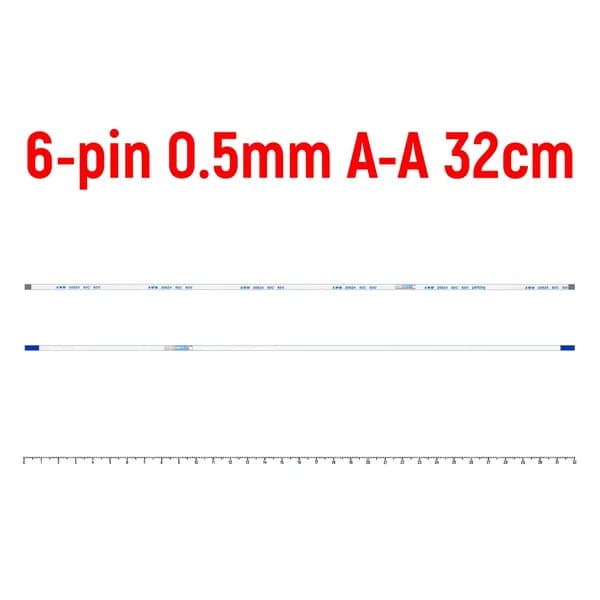 Шлейф FFC 6-pin Шаг 0.5mm Длина 32cm Прямой A-A AWM 20624 80C 60V VW-1