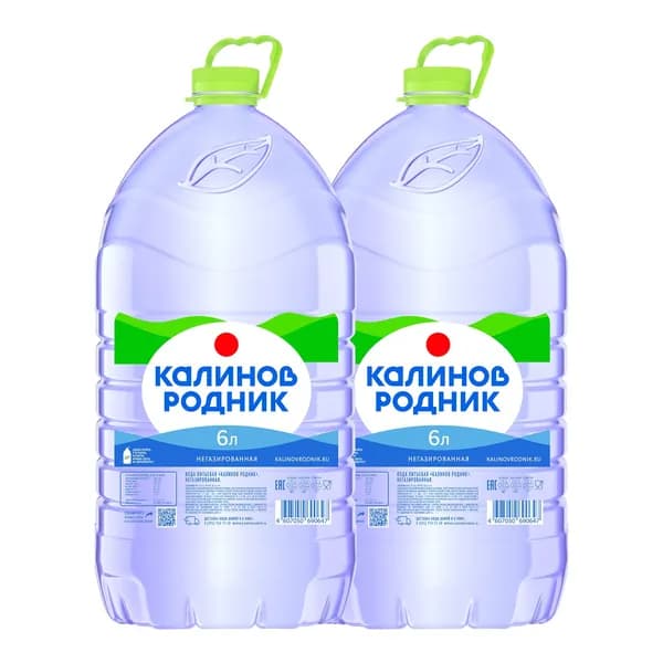Вода негазированная Калинов Родник минеральная, 2 шт х 6 л