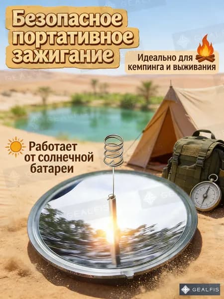 Солнечный воспламенитель, портативное безопасное зажигание без использования топлива, для кемпинга и пешего туризма