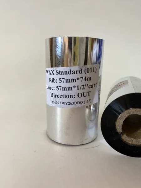 Риббон 57мм х 74м Черный WAX Воск (011), вт.0,5"/57, OUТ, 1 рулон