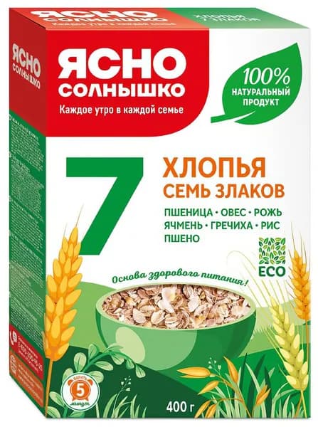 Хлопья Ясно солнышко 7 злаков, 400 г