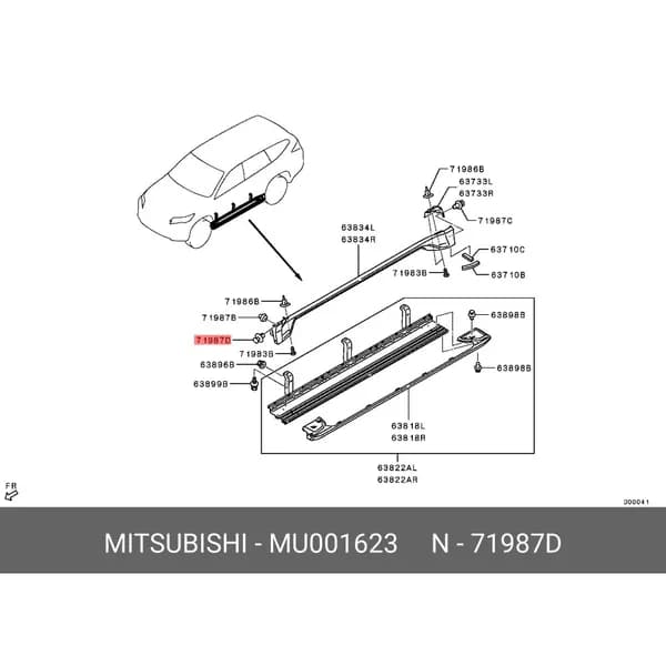 Клипса пластмассовая pajero-sport 08my-> MITSUBISHI MU001623