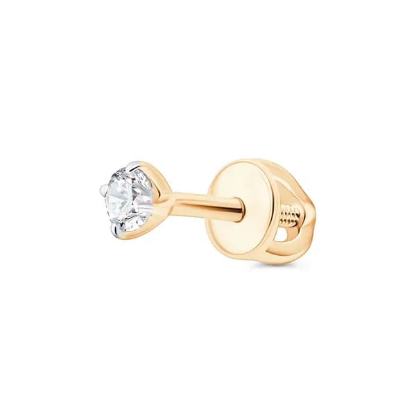 Моносерьга женская с фианитом из красного золота 585 пробы 585GOLD