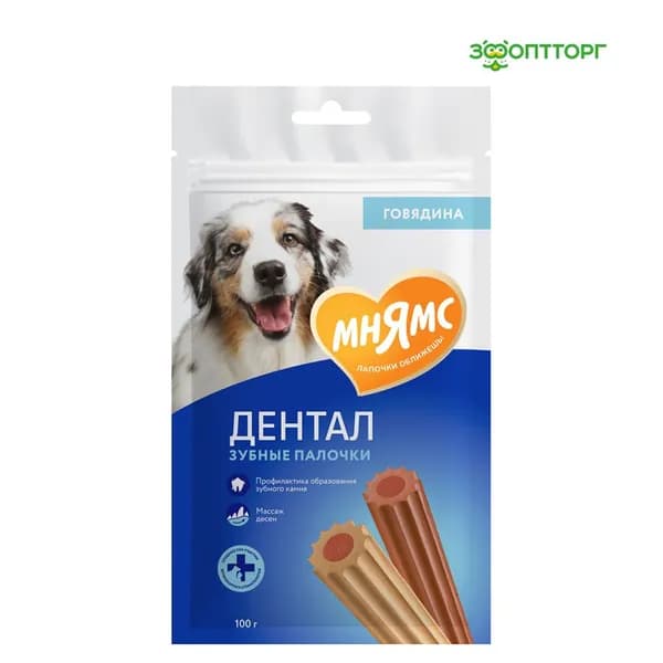 Лакомство Мнямс DENTAL для собак Зубные палочки с говядиной 100 г