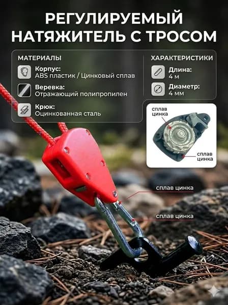 1 шт Натяжитель веревки с храповым механизмом для шатра 4M