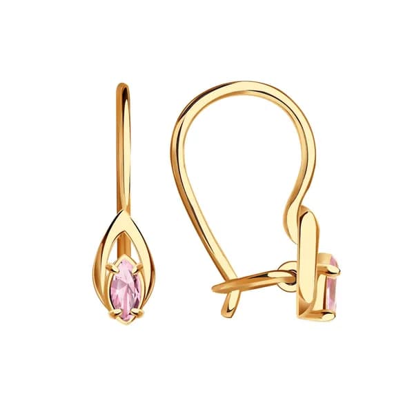 Золотые серьги DIAMANT-ONLINE с цирконием 585 пробы