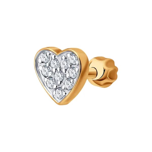 Одиночная серьга из золота DIAMANT-ONLINE с фианитом 585 пробы