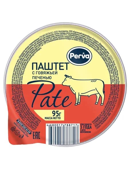 Паштет Perva Деликатесный с говяжьей печенью, 95 г