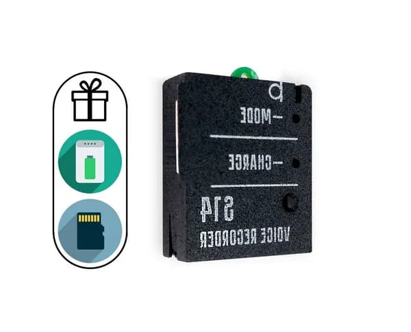 Мини диктофон для записи разговоров Soroka 14-3 (N6884EU) + ПОДАРКИ (SD карта 32ГБ и Powerbank 10000 mAh) с активацией голосом VOX