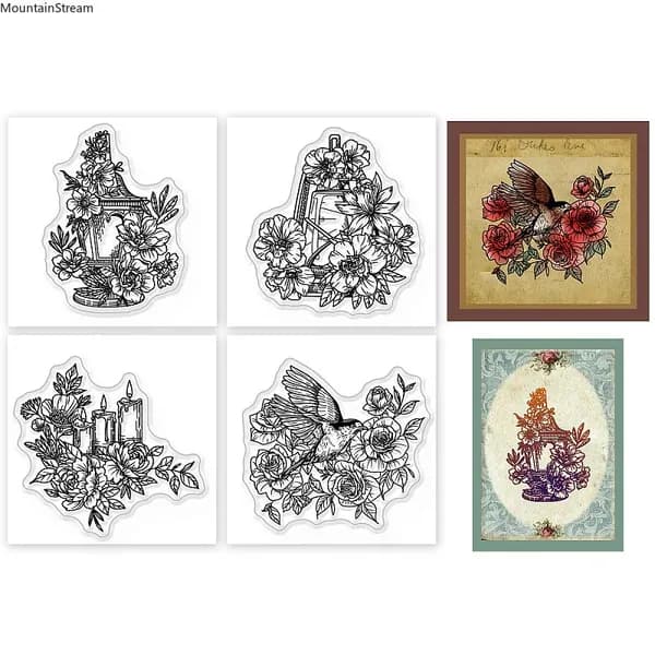 4 шт. штампа для скрапбукинга "Цветок" 55x55 мм
