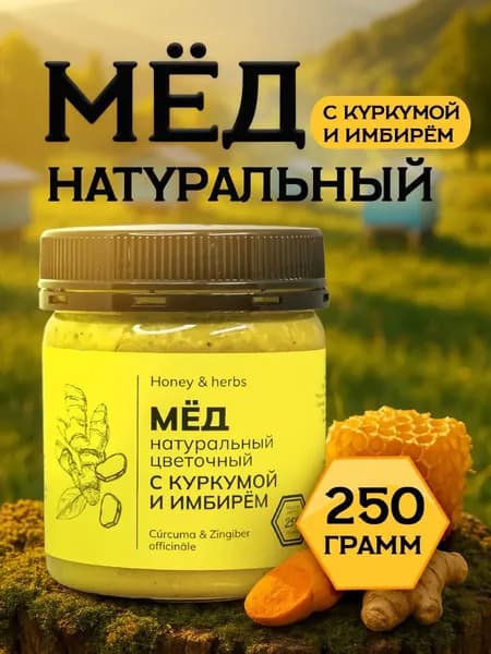 Легенда Алтая Мёд натуральный алтайский с куркумой и имбирём, 250 г
