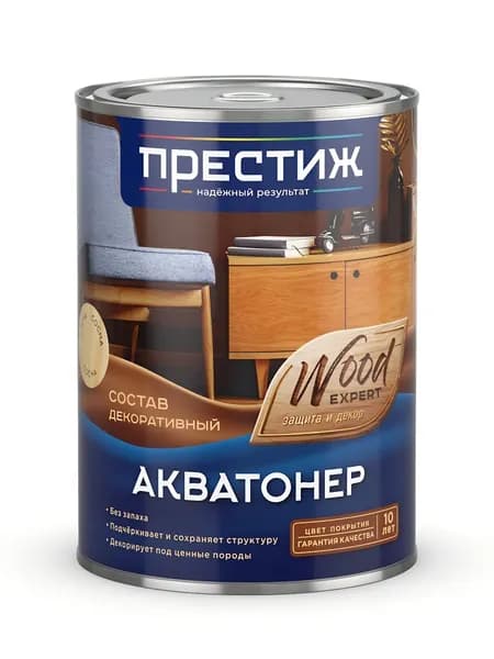 Престиж, Пропитка, для внутренних работ, орех, 0.9 л, Акватонер