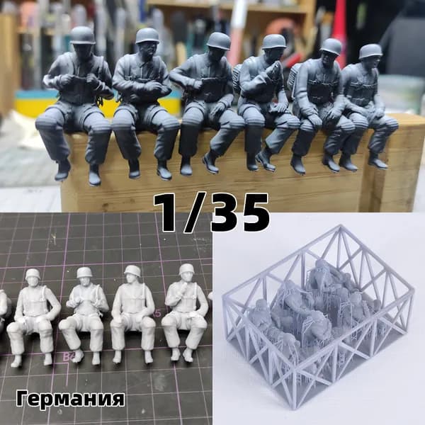 3Dпечать, фигурки солдат из смолы, немецкие модельнаборы, масштаб 1/35, неокрашенные, требуют самостоятельной сборки