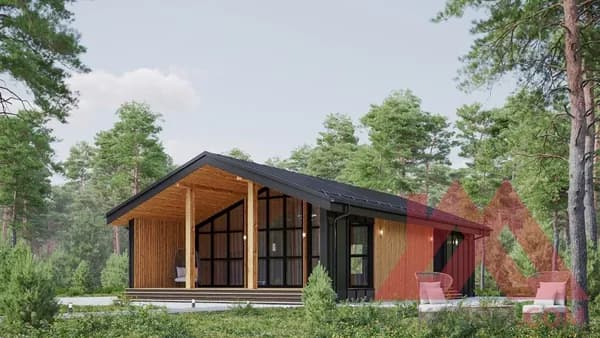 Архитектурное решение каркасного дома "Модис-2", 8*12,3 м, 65 м.кв