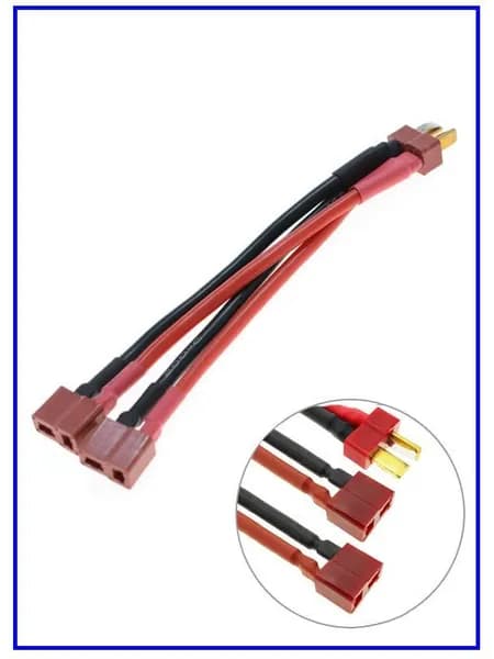 Переходник T-Plug папа на 2 T-plug мама с кабелем 10см 14AWG - 1шт