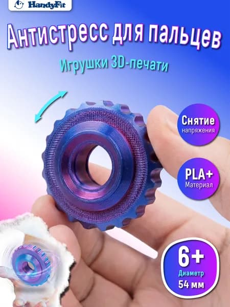 3D игрушки антистресс, издает звук при вращении, фиолетово-голубой градиент, диаметр 54 мм