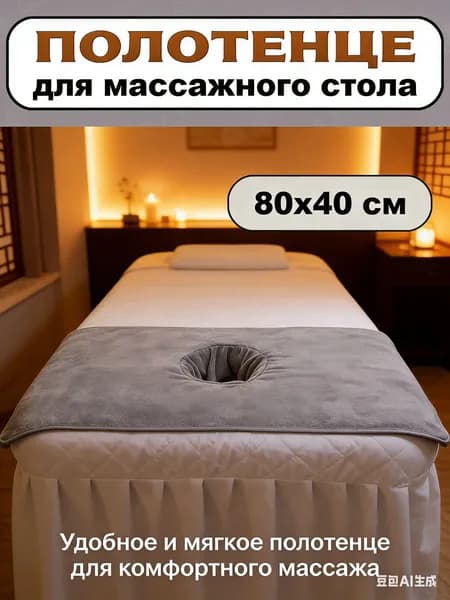 Салфетка для массажа на кушетку под голову,серый80*40 см, 1 шт
