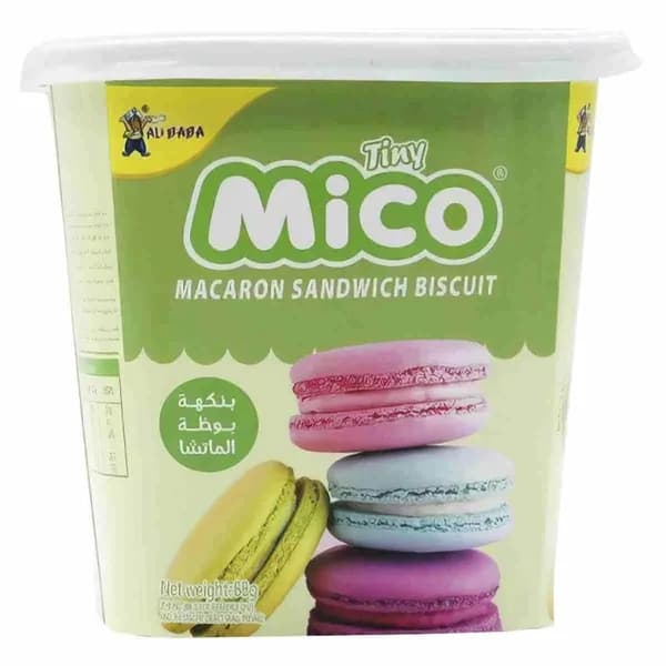 Печенье Tiny Mico Macaron Sandwich Ice Cream Matcha макарун со вкусом мороженого матча 88 г