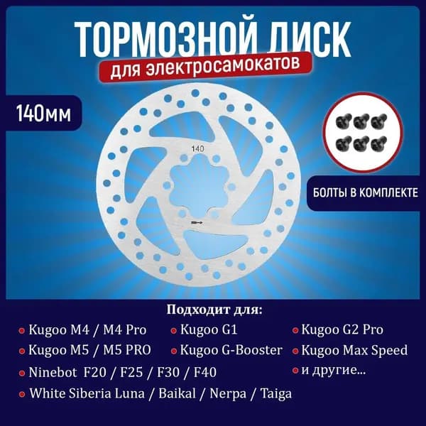Тормозной диск для электросамоката 140мм (Kugoo M4, M4 PRO, Max Speed, G-Booster, G1, WS Taiga)