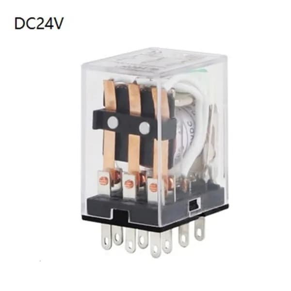Электромагнитное реле 12В/220В/24В 11-контактное 5А с LED, три открытых и закрытых контакта, микро, DC24V (11pin)