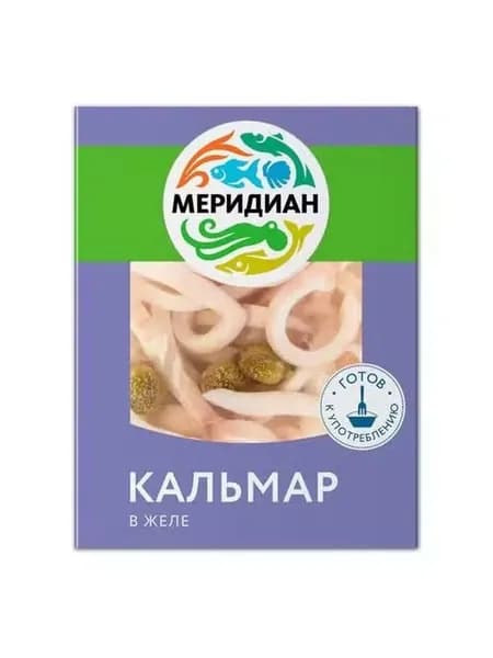 Кальмар Меридиан вареный в желе с лимоном охлажденный 200 г