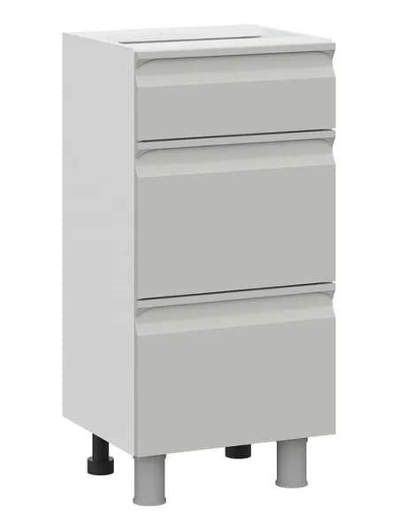 Кухонный модуль напольный, стол узкий Велюр с ящиками, 40х34.6х82.4 см, Белый / Пепельный бежевый