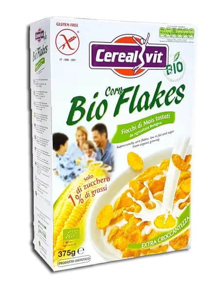 Cerealvit хрустящие безглютеновые кукурузные хлопья с рисовым сиропом.