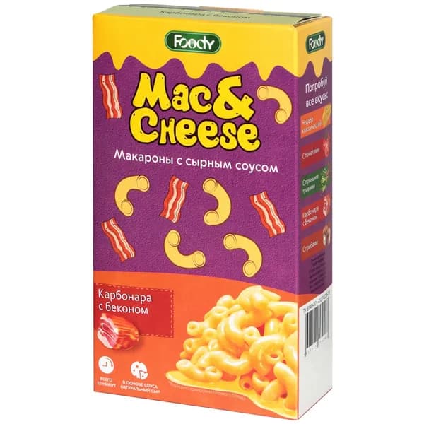 Макаронные изделия Foody Mac&Cheese с сырным соусом Карбонара 143 г