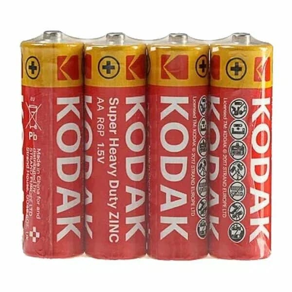Батарейка пальчиковая KODAK R6 (AA) 1.5В солевая 4 шт в пленке