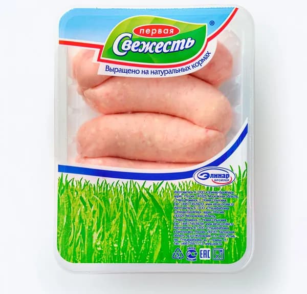 Колбаски куриные для жарки c сыром 500 г, Первая Свежесть, охлажденные