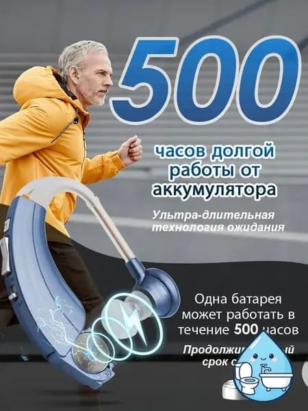 Слуховой аппарат заушный, Цифровой усилитель слуха на батарейке для пожилых и взрослых людей VHP-220