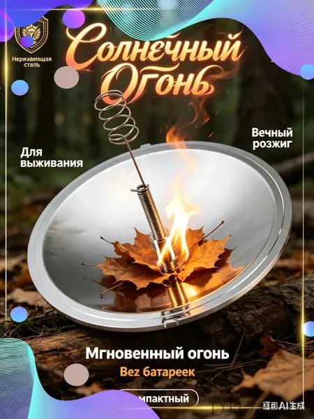 Солнечный зажигатель, устройство для розжига костра от солнца, туристическая лупа для выживания