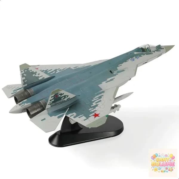 Модель самолета в сборе, 1 / 72 SU-57 Модель самолета с дисплейным стендом Военный стелс SU57 Plane Model Collection Подарок для взрослых