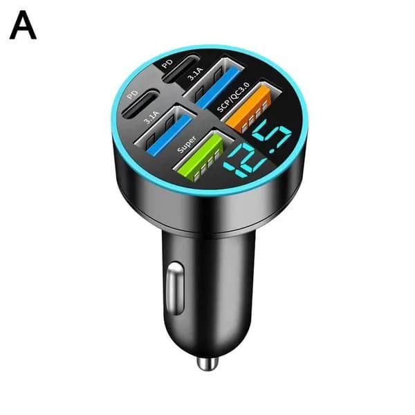 Автомобильное зарядное устройство с 4/2 USB-портами, сверхбыстрой зарядкой и дисплеем напряжения для телефона