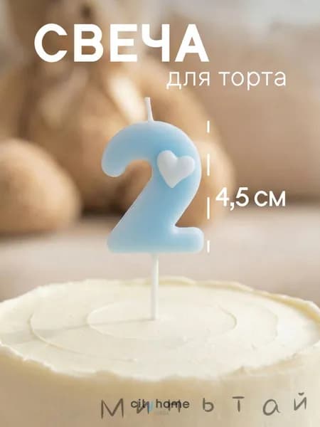 Cityhometrade Свечи для торта цифра 2 "2", 1 шт