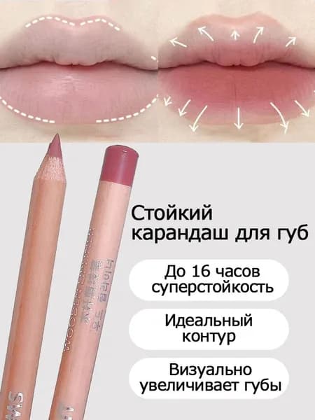 Карандаш для губ деревянный, матовый, нюдовые оттенки, для начинающих